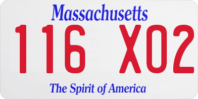 MA license plate 116XO2