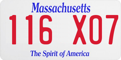 MA license plate 116XO7