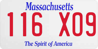 MA license plate 116XO9