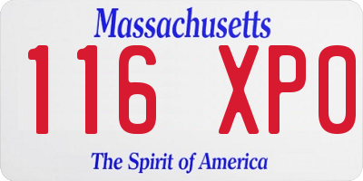 MA license plate 116XP0