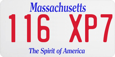 MA license plate 116XP7