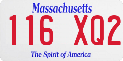 MA license plate 116XQ2