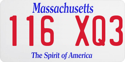 MA license plate 116XQ3