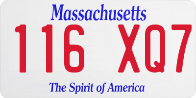 MA license plate 116XQ7
