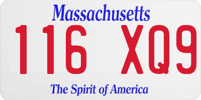 MA license plate 116XQ9