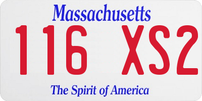 MA license plate 116XS2