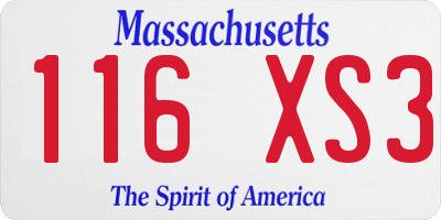 MA license plate 116XS3