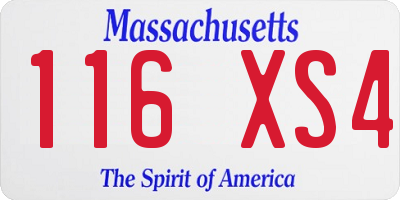 MA license plate 116XS4