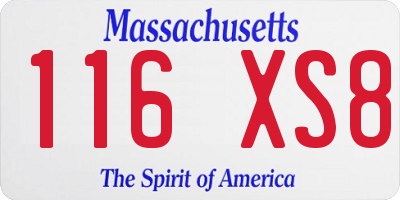 MA license plate 116XS8