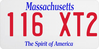 MA license plate 116XT2