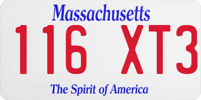 MA license plate 116XT3