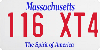 MA license plate 116XT4