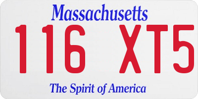 MA license plate 116XT5
