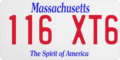 MA license plate 116XT6