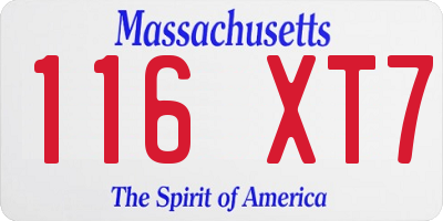 MA license plate 116XT7