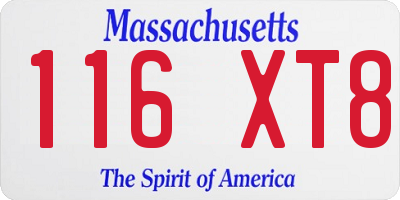 MA license plate 116XT8