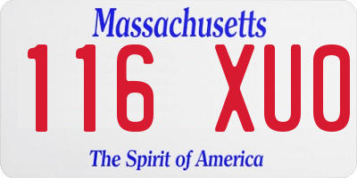 MA license plate 116XU0