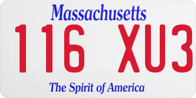 MA license plate 116XU3
