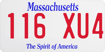 MA license plate 116XU4