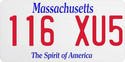 MA license plate 116XU5
