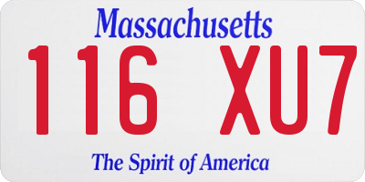 MA license plate 116XU7