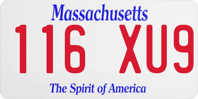 MA license plate 116XU9