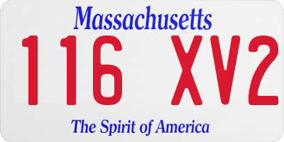 MA license plate 116XV2
