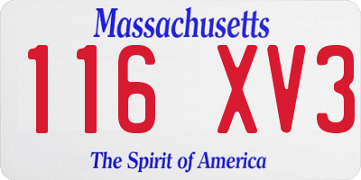 MA license plate 116XV3