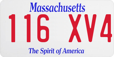 MA license plate 116XV4