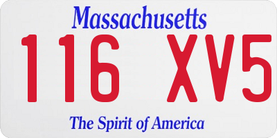 MA license plate 116XV5