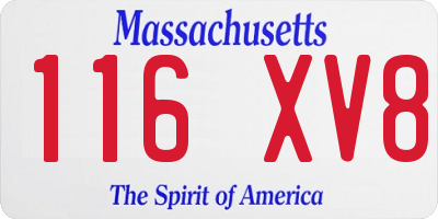 MA license plate 116XV8
