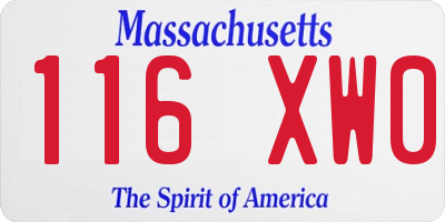 MA license plate 116XW0