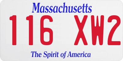MA license plate 116XW2