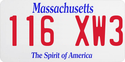 MA license plate 116XW3
