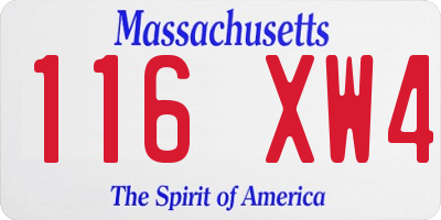 MA license plate 116XW4