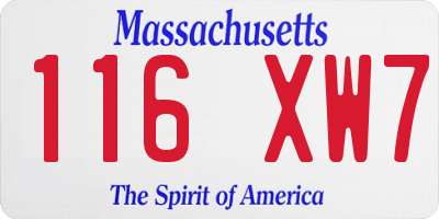 MA license plate 116XW7