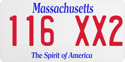 MA license plate 116XX2