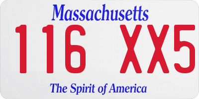 MA license plate 116XX5