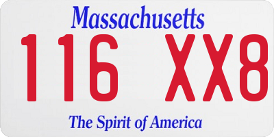 MA license plate 116XX8