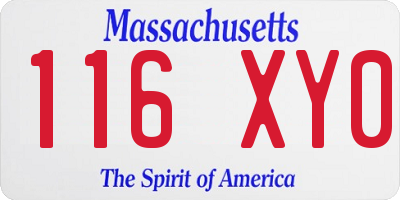 MA license plate 116XY0