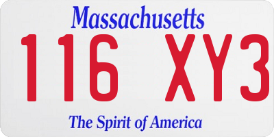 MA license plate 116XY3
