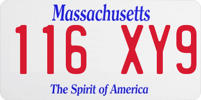 MA license plate 116XY9