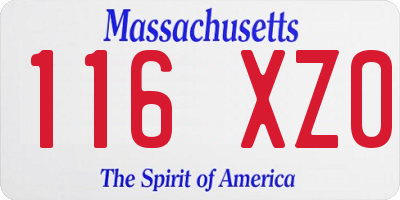MA license plate 116XZ0