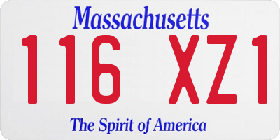 MA license plate 116XZ1