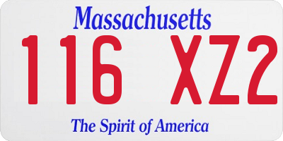 MA license plate 116XZ2