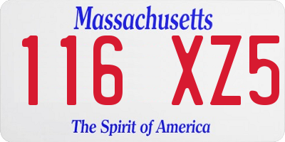 MA license plate 116XZ5