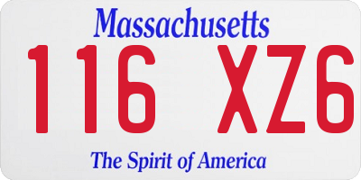 MA license plate 116XZ6
