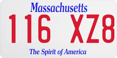 MA license plate 116XZ8