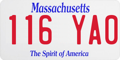 MA license plate 116YA0