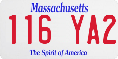 MA license plate 116YA2